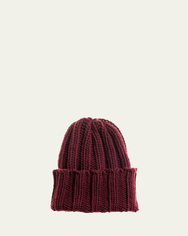 Large Ribbed Cashmere Beanie